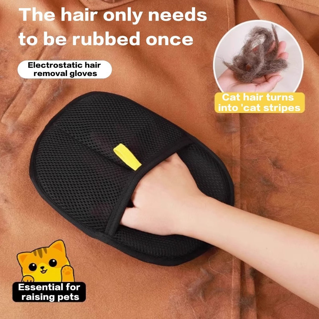 2X Electrostatic Pet Hair Removal Gloves Brush , Double-Sided Pet Grooming Glove